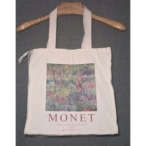 Monet The Artist's Garden at Giverny 1900 Canvas Tote Bag Zipper Closure Pocket